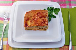 Zucchetti-Auberginen Lasagne mit Schafskäse