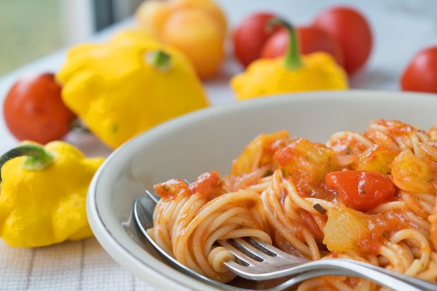 Spaghetti mit Tomaten-Kürbis-Sauce