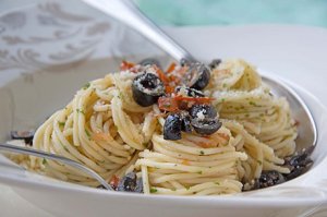 Spaghetti mit Oliven