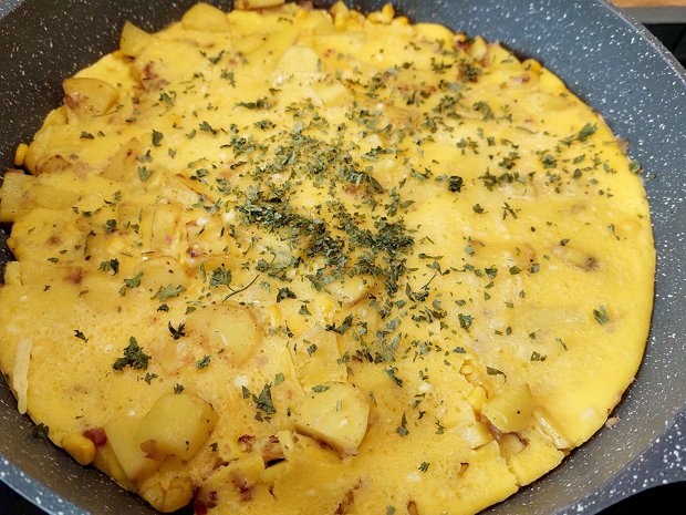 Kartoffel-Omelette mit Speck