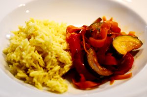 Gemüse mit Curryreis
