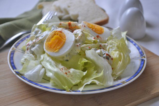 Grüner Salat mit selbstgemachter Eierquarksauce